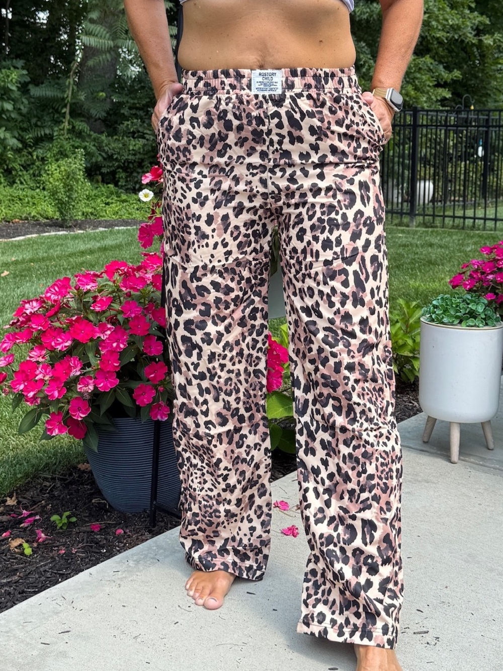 Wide Leg Leopard Print Pants in Blush